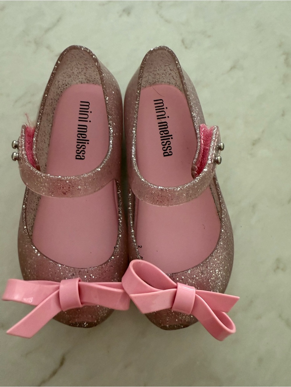 Mini Melissa Pink Glitter Mary Jane with Bow